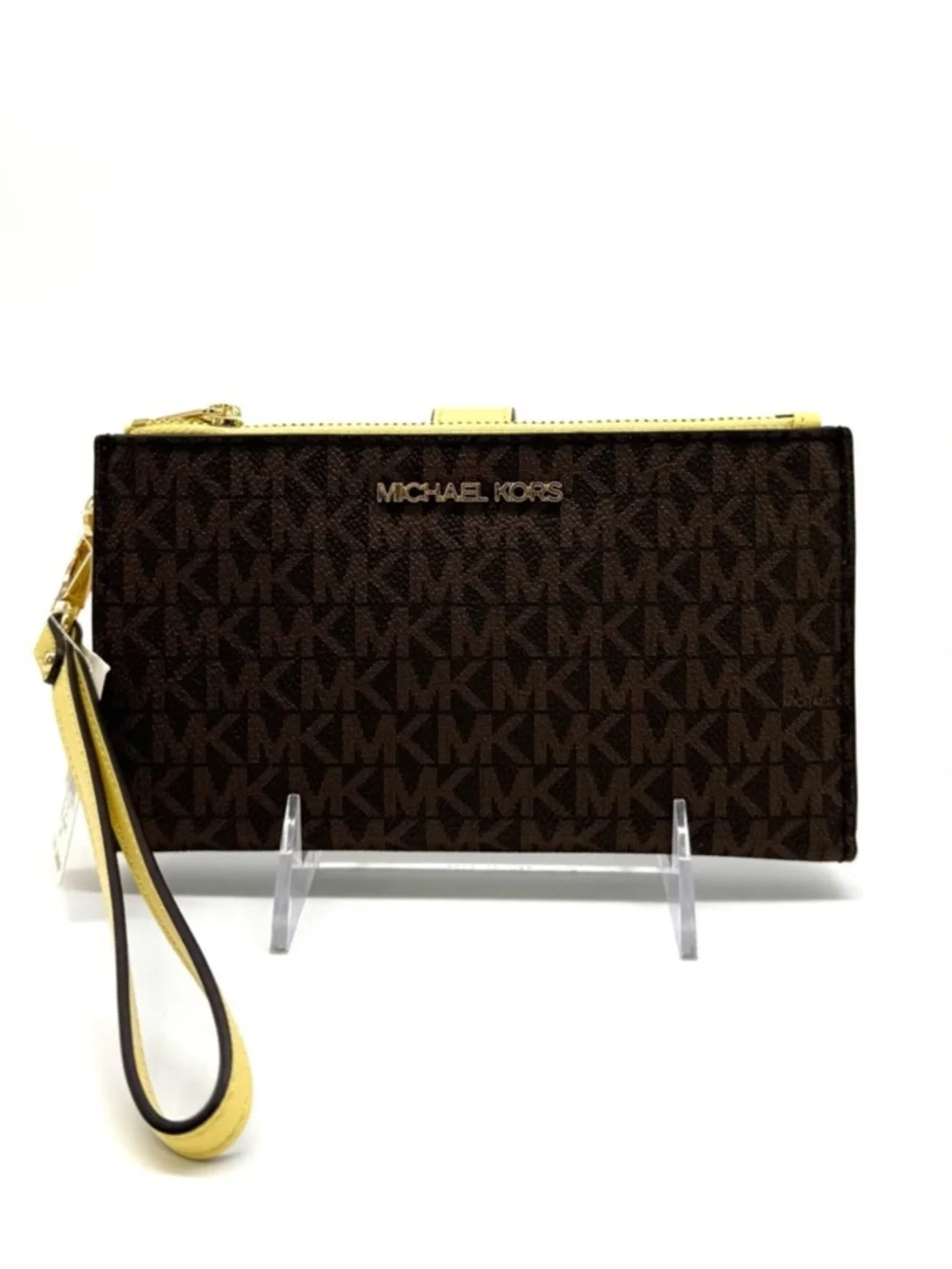 Michael Kors Large Jet Set Travel Logo Double Zip Wallet Buttercup